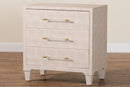 Sydney Modern Beige Faux Shagreen 3-Drawer Storage Cabinet Baxton
