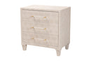 Sydney Modern Beige Faux Shagreen 3-Drawer Storage Cabinet Baxton