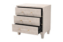 Sydney Modern Beige Faux Shagreen 3-Drawer Storage Cabinet Baxton