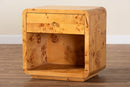 Arcene Natural Real Burl Wood 1-Drawer Nightstand Baxton