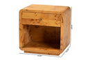 Arcene Natural Real Burl Wood 1-Drawer Nightstand Baxton