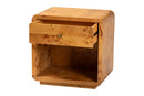 Arcene Natural Real Burl Wood 1-Drawer Nightstand Baxton