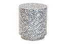 Janeth Coastal Black and White Mother of Pearl Capiz Shell Ottoman Footstool Baxton