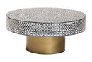 Elton Coastal Black and White Mother of Pearl Capiz Shell Coffee Table Baxton