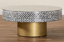 Elton Coastal Black and White Mother of Pearl Capiz Shell Coffee Table Baxton