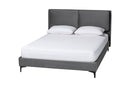 Jaspen Modern Slate Gray Velvet Queen 4Pc Bedroom Set Baxton