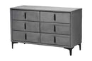 Jaspen Modern Slate Gray Velvet 6-Drawer Dresser Baxton