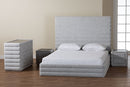 Cadencia Modern Light Gray Channel-Tufted Fabric Queen 4Pc Bedroom Set Baxton