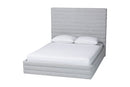 Cadencia Modern Light Gray Channel-Tufted Fabric Queen 4Pc Bedroom Set Baxton