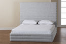 Cadencia Modern Light Gray Channel-Tufted Fabric King Platform Bed Baxton