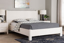 Lilly Modern White Teddy-Bear Fabric King Size Platform Bed Baxton