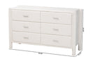 Lilly Modern White Teddy-Bear Fabric 6-Drawer Dresser Baxton