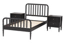 Laverne Black Full Size 3-Piece Bobbin Bedroom Set Baxton