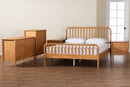 Laverne Oak Brown Queen Size 5-Piece Bobbin Bedroom Set Baxton