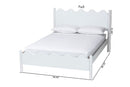 Whitby Modern White Wood Full Platform Bed with Scalloped Edges Baxton