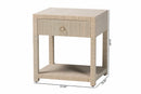 Pertessa Bohemian Woven Natural Grasscloth 1-Drawer Nightstand Baxton