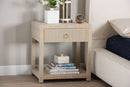 Pertessa Bohemian Woven Natural Grasscloth 1-Drawer Nightstand Baxton