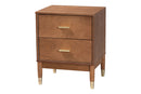 Monica Ash Walnut Wood 2-Drawer Nightstand Baxton