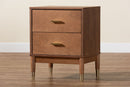 Monica Ash Walnut Wood 2-Drawer Nightstand Baxton
