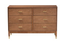 Monica Ash Walnut Wood 6-Drawer Dresser Baxton