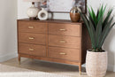 Monica Ash Walnut Wood 6-Drawer Dresser Baxton