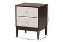 Verene Beige Fabric and Wenge Brown Wood 2-Drawer Nightstand Baxton