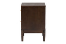 Verene Beige Fabric and Wenge Brown Wood 2-Drawer Nightstand Baxton