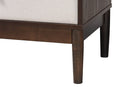 Verene Channel Tufted Beige Fabric and Wenge Brown Wood 4-Pc Queen Bedroom Set Baxton