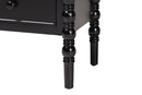 Sophia Classic Black Wood 3-Drawer End Table w/Spindle Legs Baxton