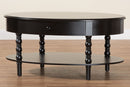 Sophia Classic Black Wood 1-Drawer Coffee Table w/Spindle Legs Baxton