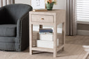 Cardinal Modern Beige Faux Shagreen 1-Drawer End Table Baxton