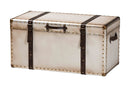 Eira Weathered White Canvas Storage Trunk Baxton