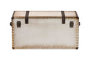 Eira Weathered White Canvas Storage Trunk Baxton