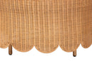 Flannery Bohemian Light Honey Scalloped Rattan Ottoman Baxton