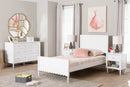Ygritte Modern White Scalloped Wood 4Pc Twin Bedroom Set with Two Nightstands Baxton