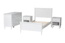 Ygritte Modern White Scalloped Wood 4Pc Full Bedroom Set with Two Nightstands Baxton