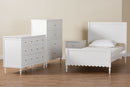 Ygritte Modern White Wood 4Pc Full Bedroom Set with Scalloped Edges Baxton