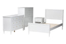 Ygritte Modern White Wood 4Pc Twin Bedroom Set with Scalloped Edges Baxton