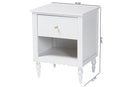 Ygritte Modern White Wood 1-Drawer Nightstand with Scalloped Edges Baxton
