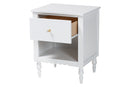 Ygritte Modern White Wood 1-Drawer Nightstand with Scalloped Edges Baxton