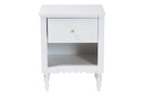 Ygritte Modern White Wood 1-Drawer Nightstand with Scalloped Edges Baxton