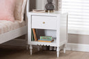Ygritte Modern White Wood 1-Drawer Nightstand with Scalloped Edges Baxton