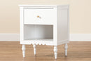 Ygritte Modern White Wood 1-Drawer Nightstand with Scalloped Edges Baxton