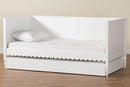 Ygritte Modern White Scalloped Wood Twin Daybed with Trundle Baxton