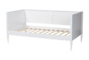 Ygritte Modern White Wood Twin Daybed with Scalloped Edges Baxton
