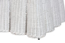 Claire Bohemian White Scallop Rattan Ottoman Baxton