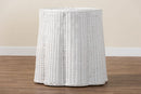Claire Bohemian White Scalloped Rattan End Table Baxton