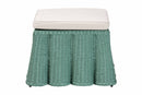 Claire Bohemian Seafoam Green Scallop Rattan Ottoman Baxton