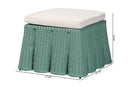 Claire Bohemian Seafoam Green Scallop Rattan Ottoman Baxton