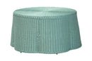 Claire Bohemian Seafoam Green Scalloped Rattan Coffee Table Baxton